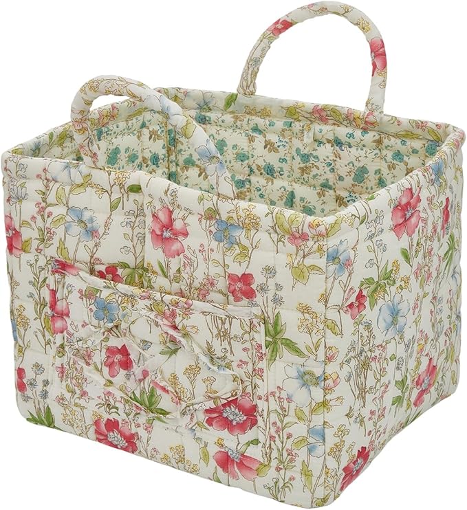 Boho Fabric Storage Basket, Large Capacity Laundry Basket, 12.2'' x 10.23'' x 10.23'' Collapsible Laundry Hamper with Easy Ca