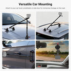 NEEWER Triple Suction Cup Car Mount Kit, Two 24" Aluminum Alloy Extension Poles, NATO Rail, Action Camera Adapter Compatible with GoPro DJI Insta 360, Max Load 2.2 lb, CA166