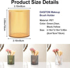 DASITON Makeup Brush Holder Organizer, Acrylic Makeup Brush Cup, Vintage Striped Make Up Brush Holder for Vanity, Bathroom Co