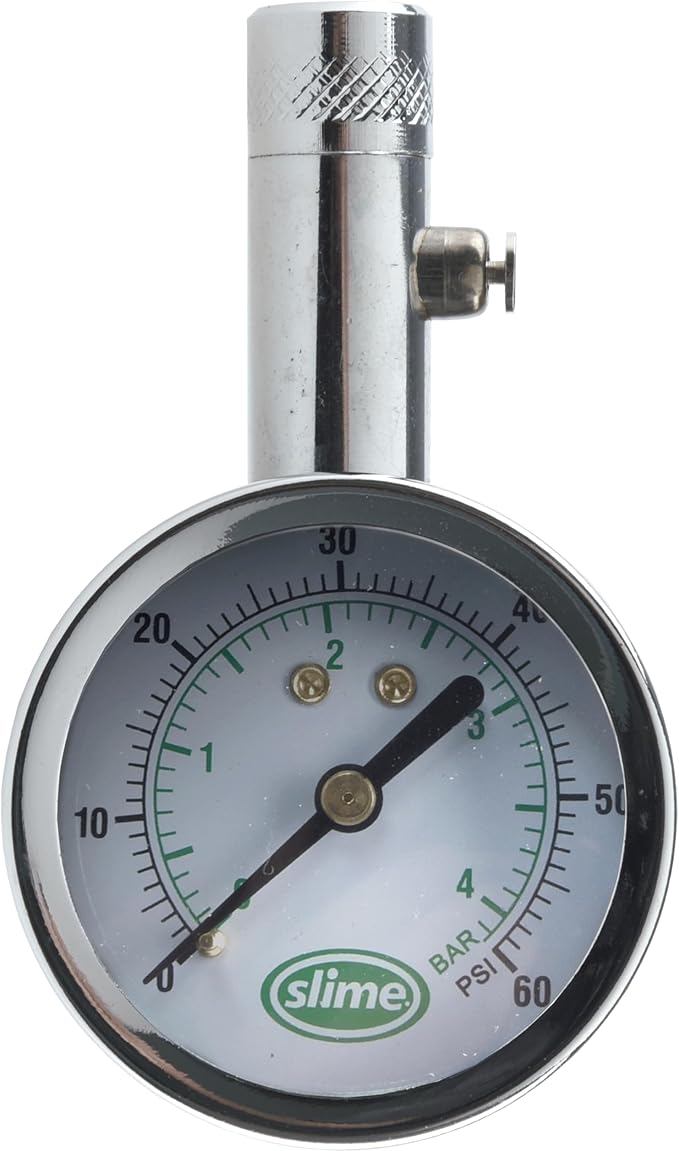 Slime 20049 Tire Pressure Gauge, Large Face Dial Analogue Gauge, 5-60 PSI