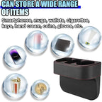 Car Cup Holder, PU Leather Auto Front Console Gap Filler Organizer, Multifunctional Cup Drink Holder, Car Seat Gap Filler Storage Box, Coin Bucket, Cell Mobile Phone Holder (Black)