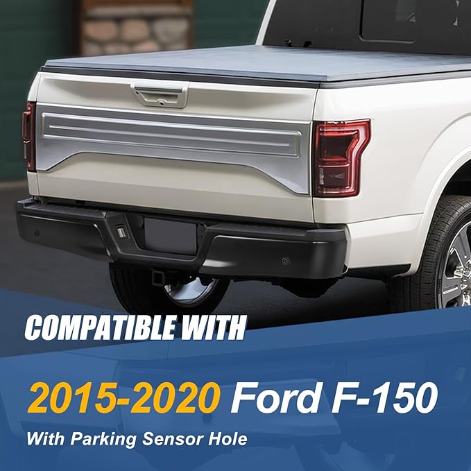 Auto Dynasty Rear Bumper End Caps Cover Compatible with 2015-2020 Ford F-150, Passenger Right Side, with Parking Sensor Holes, Primered/Painted Black