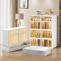 CIMLORD 4-Tier Foldable Shoe Rack Organizer for Closet 16Pairs Plastic Collapsible Shoes Storage Box Clear Shoe Boxes Stackab