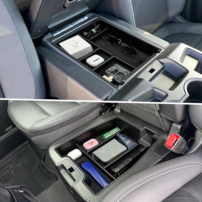 Center Console Organizer Tray for 2019-2025 2026 Chevy Silverado/GMC Sierra 1500 & 2020-2026 Silverado/Sierra 2500HD 3500HD, Armrest Box Storage Tray (Split-Bench Folding Seat ONLY)-2PCS