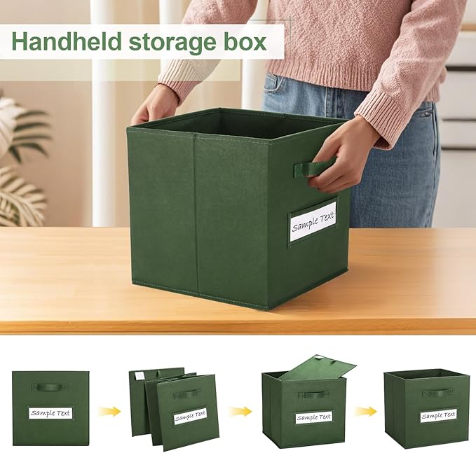 artsdi 11x11 storage cube bins (Set of 10) Foldable Fabric storage cubes with 10 Labels Window Cards & a Pen,11 inch cube sto