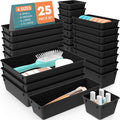WOWBOX 25 PCS Plastic Drawer Organizer Set, Desk Drawer Divider Organizers and Storage Bins for Makeup, Jewelry, Gadgets for 