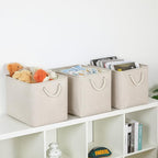Bidtakay Large Storage Baskets for Shelves 3 Pack Fabric Storage Bins for Organizing Linen Collapsible Organizer for Closet-L