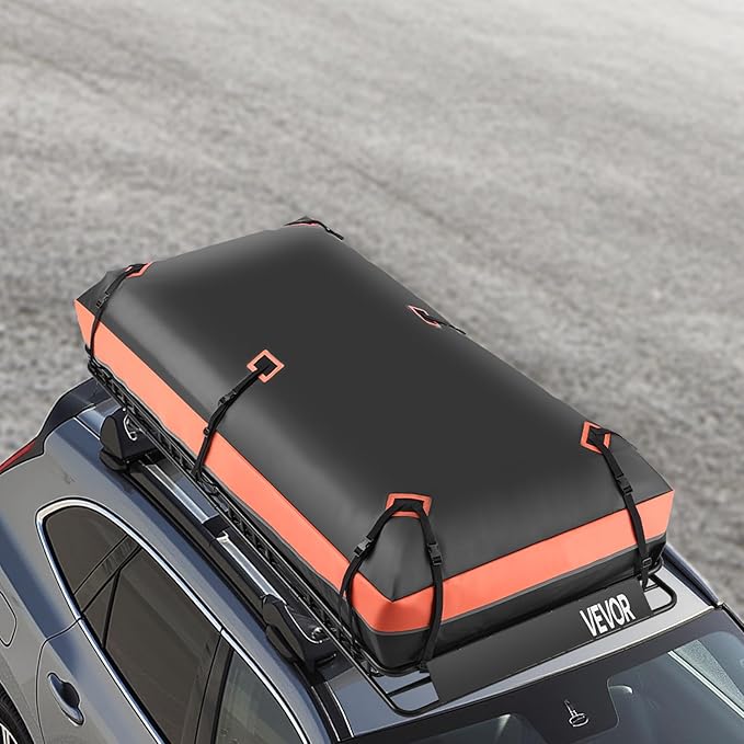 VEVOR Roof Rack Basket, 84 x 39 x 4.1 in, Universal Rooftop Cargo Carrier with 7.9 x 3.9 x 10.2 in Cargo Bag, Net, Ratchet Straps, 250 lbs Max Load Capacity Car Top Luggage Holder, for SUV Truck Car
