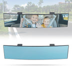 Rear View Mirror for Car,11.8" Convex Panoramic Wide Angel View Mirrors Extender,Blue Tint Anti Glare,Universal Clip on Interior Rearview Mirror for Truck Car and SUV (Blue)