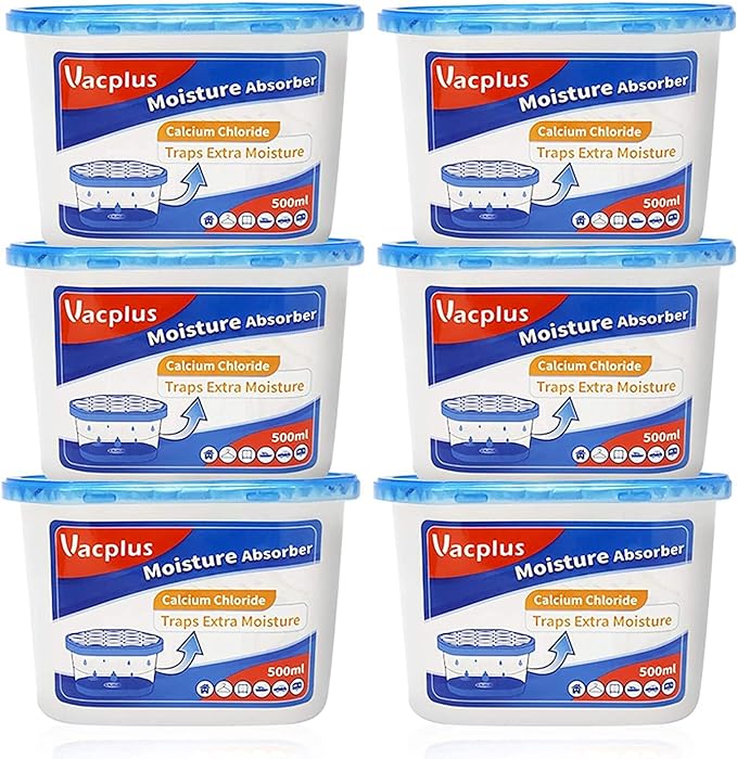 Vacplus Moisture Absorbers 6 Pack, Portable Humidity Absorber Boxes for Your Bathroom, Closet & Car, Dehumidifier with