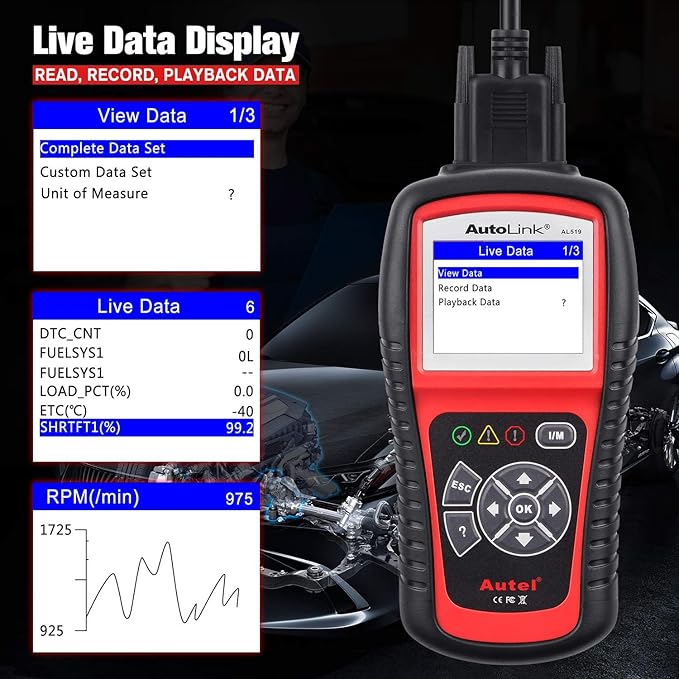 Autel AutoLink AL519 Car OBD2 Scanner, Classic Enhanced Mode 6 Engine Fault Code Reader OBDII CAN Diagnostic Scan Tool,