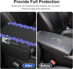 NBTEPEM Bling Car Center Console Cover, Leather Car Arm Rest Cover Cushion with 2 Storage Bags, Universal Automotive Armrest Protector Storage Box, Bling Accessories Interior for Most Vehicles (Blue)