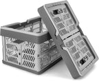 Domiella 2-Pack Foldable Storage Baskets, Collapsible PP Crates with Handles - 20L Capacity, Strong and Portable for Home Org