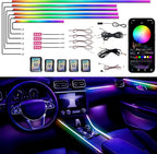 Acrylic Interior Car LED Strip Lights, Dreamcolor 10-in-1 Car Ambient Lighting Kit, with APP Control, 622 LED Fiber Optic Strip Lights for Cars, Supports Neon Sync with Music DIY Mode