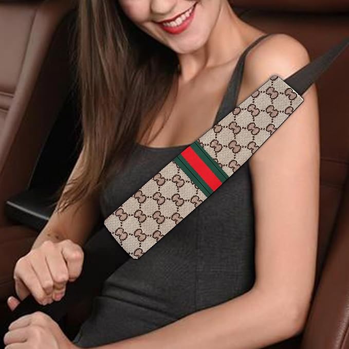 5PCS Steering Wheel Cover, with 2 Headrests, 2 Seat Belt Covers - Universal Fit for 14.5-15" Steering Wheel, Enhances Driving Experience - Perfect for Women (Beige)