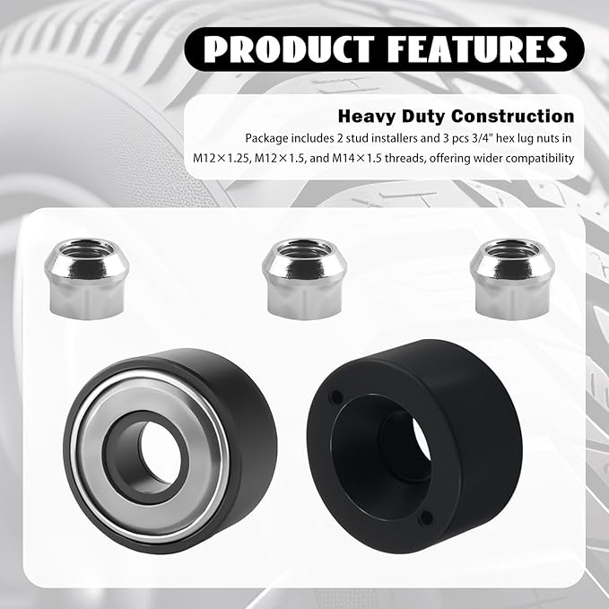 2PCS Wheel Stud Installer Tool OEM#22800,Heavy Duty Wheel Stud Removal Tool Kit Includes 3/4" Wheels Lug Nuts M12×1.25/M12×1.