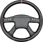 MEWANT Hand Stitch Steering Wheel Cover for 2003-2006 Chevy Silverado 1500 2500 3500 2007 Silverado Classic 2002-2009 Trailblazer Matte PU Carbon Fiber Microfiber Leather Steering Wheel Wrap