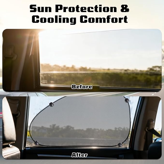 6 PCS Universal Car Shades for Side Windows,Suction Cup Design,Car Window Shades Set,Sedan Sunshade for to UV Rays, Easy Install, Fit Most of Cars,(2 Slanted +2 Side+1 Rear+1 Front Shade)