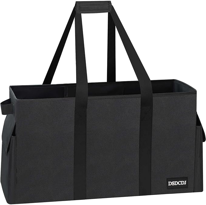 Sturdy Extra Large Utility Tote Bag with Hard Bottom & Sides, Heavy Duty Grocery Tote Bag, Thirty One Utility Tote with Handles for Shopping, Beach, Picnics, Camping, Car (22.5"x11"x12")