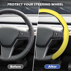 Frani Nappa Leather Steering Wheel Cover,Universal Fit 15 Inch-Premium Non-Slip Breathable Comfort Grip for Cars Trucks SUVs,Anti-Slip Durable Interior Upgrade Lemon Yellow