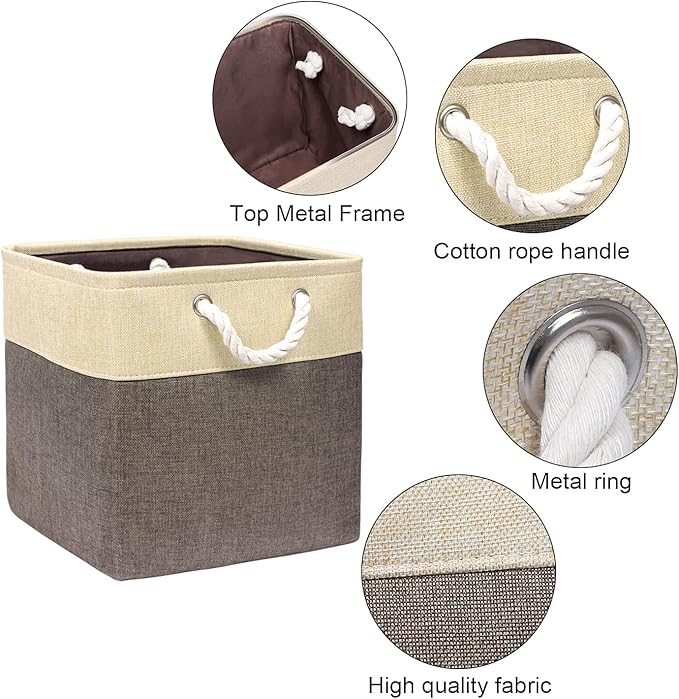 Univivi Foldable Storage Bin [4-Pack] Collapsible Cube Storage Basket with Sturdy Carry Handles for Shelf Closet Nursery Home