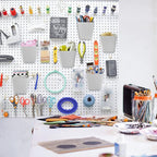G.CORE Large Pegboard Cups Peg Board Storage Bin 6 Pack with Hooks, Square Box Shape Pegboard Cup Holder Accessories for Gara