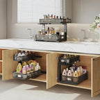 1 Pack 15.7IN-Depth Under Sink Organizer With Smooth Cylindrical Rail,2-Tier Pull Out Multi-Purpose Cabinet Storage for Bathr