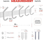 White Coat Rack Wall Mount – 15 Inch Stainless Steel Hook Rail with 5 Heavy Duty Double Coat Hooks – Wall Mounted Coat Hanger