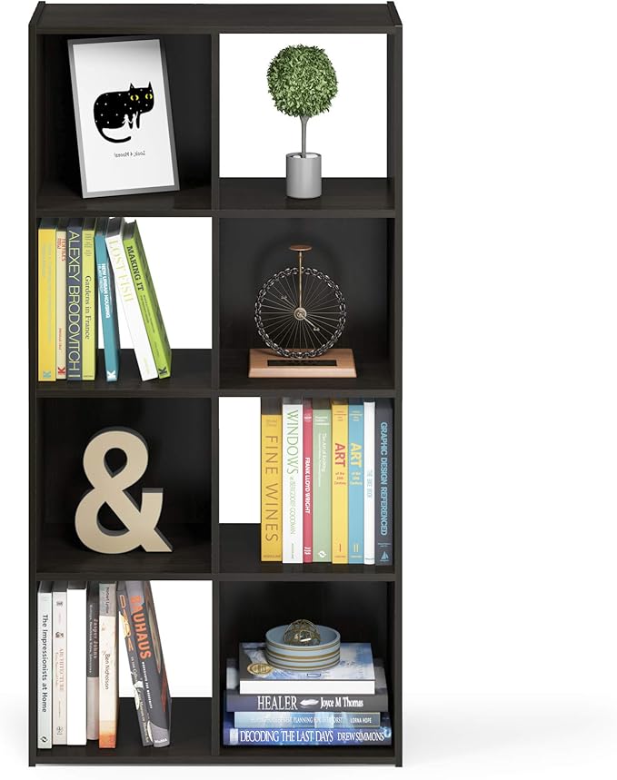 Furinno Pelli Cubic Storage Cabinet, 4x2, Espresso