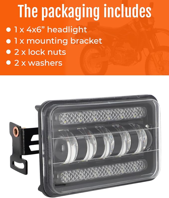 LED Headlight Light Bar Kit with Mounting Bracket for Suzuki DR650S DR650SE DRZ400 DRZ400S DRZ400SM - 4800LM High/Low Beam, 6