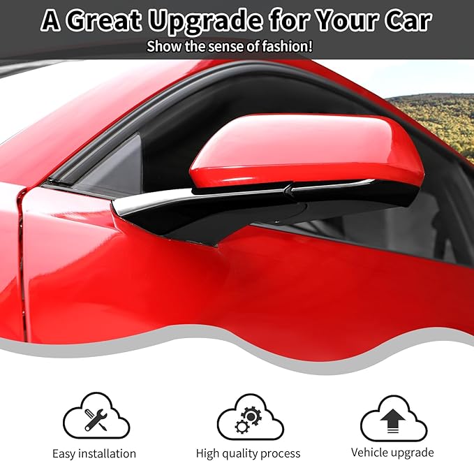 Rearview Side Mirror Decoration Trim Cover Compatible with Mustang IExterior Accessories 2024 2025(Black)
