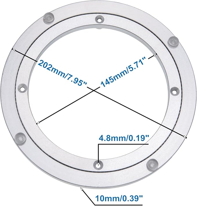 Aluminum Heavy Duty Lazy Susan Rotating Turntable Bearing Swivel Plate Hardware for Dining-Table (8 inch)