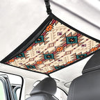 Aztec-Style Car Storage Mesh Organizer Ceiling Cargo Net Double-Layer Adjustable Zipper Truck SUVs Travel Road Trip Essentials etc. Interior Organizer