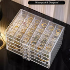 SPAKOWN Earring Organizer, Acrylic Jewelry Holder Organizer with 5 Drawers Stackable Earring Storage Case Jewelry Boxes for W