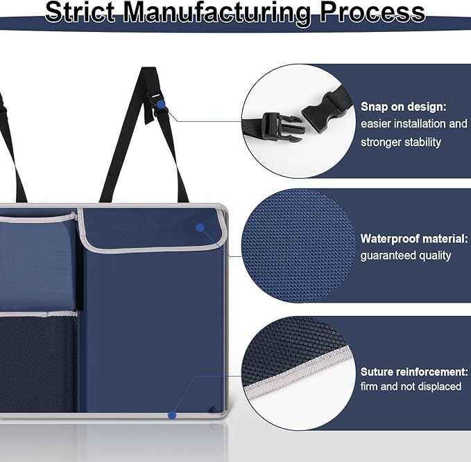 UYYE Trunk Hanging Organizer, Backseat Storage Bag, Collapsible Car Interior Accessories with 4 Pockets & 2 Mesh Pouches for