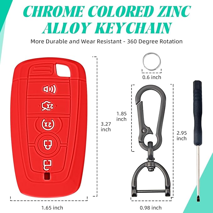 2 Pcs Silicone Key Fob Cover for Ford with Keychain, Soft Key Case Shell Full Protection for Explorer Fusion Escape Edge Expe