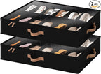 StorageWorks Shoe Organizer for Closet, Fits up to 24 Pairs, 2-Pack Ultra-thick Fabric Under Bed Shoe Storage Containers with
