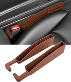 2PCS Car Seat Gap Filler,Car Accessories Car Organizer,Cars Seat Gap Filler Organizer with 2 Storage Areas,Used for Phone,Wallets,Keys,Eyeglasses,Fit for Most Cars,Trucks,SUVs (Brown)