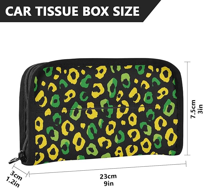Car Tissue Holder Car Visor Organizer Tissue Box Holder for Car Sun Visor Organizer with Car Vehicle Accessories Essentials Interior for Women Men Jamaican Leopard Print Green
