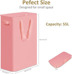 efluky Slim Laundry Basket with Lid, Narrow Laundry Hamper with Handles, Collapsible Dirty Clothes Hamper, Tall Laundry Bin f