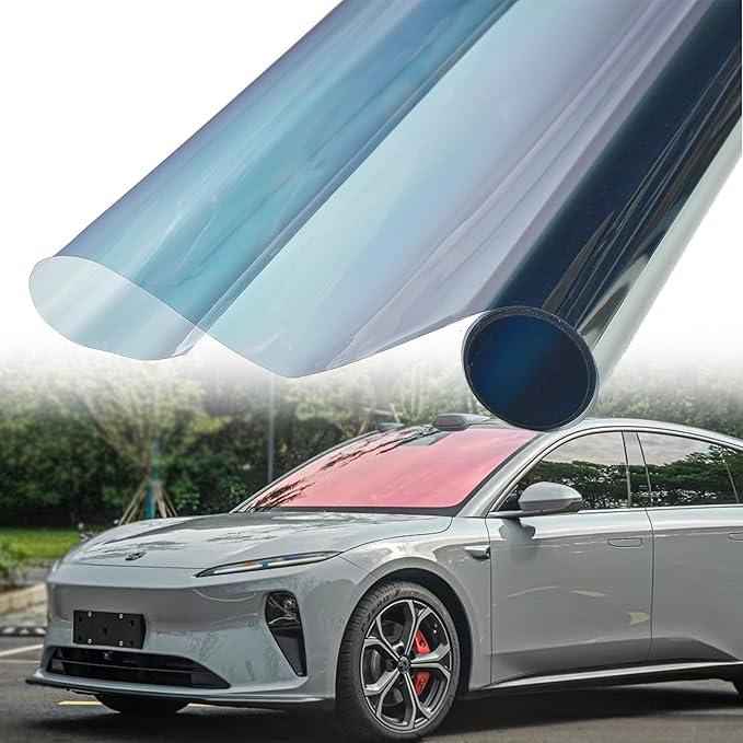 Chameleon Red Blue Car Front Window Tint 78% VLT Car Window Tint Color Change Effect Vehicle Windshield Solar Protection Film, 59.84" x 1181.10"