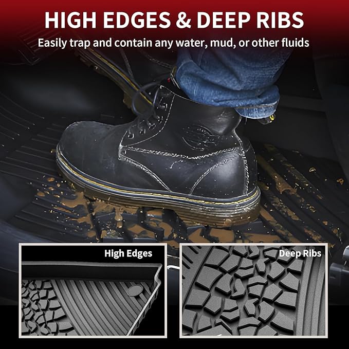 LASFIT Floor Mats for Jeep Grand Cherokee WL 2022-2025 2026 5-Seat (Include 4xe, NOT for L) All Weather TPE Custom Fit Car Mats Floor Liners 1st & 2nd Row, Black