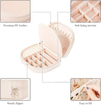 ProCase Travel Size Jewelry Box, Large Portable Seashell-Shaped Jewelry Case, 2 Layer Jewelry Organizer in PU Leather for Wom
