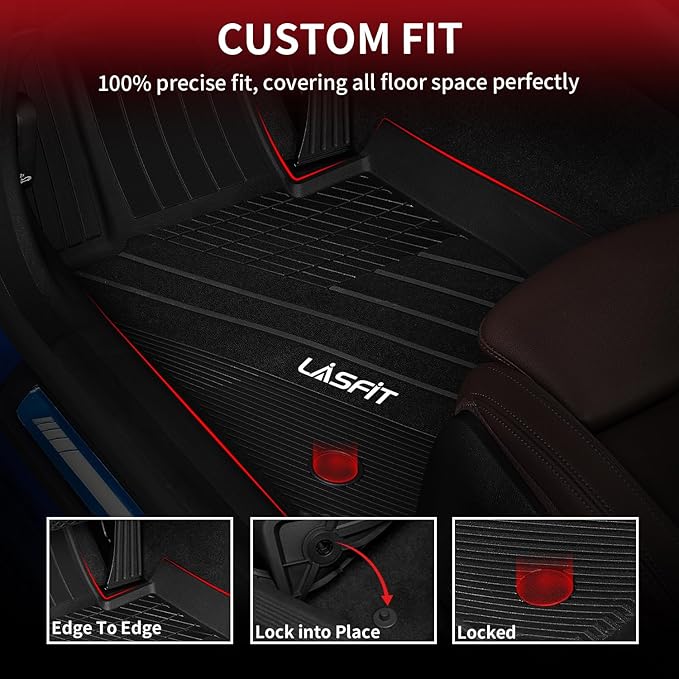 LASFIT Floor Mats 2019-2024 2025 2026 for BMW 3 Series G20 3 Series 330i 330e M3 M340i Accessories Sedan Only, Custom Fit TPE All Weather Car Liners 1st & 2nd Row Full Set, Black(NOT for GT & 2 Door)