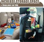 Car Seat Organizers,Multi-functional Back Seat Protectors, Storage Pouches, Child kicking prevention and Tray Holders Kick Mats Back (for Cars, Kids,and Rear Seats) (Black, 1 Pack with Food Tray)