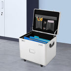 Locking File Box Aluminum Alloy Portable Storage Case with Telescopic Handle Mobile File Organizer with Combination Lock Roll