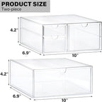 Prsildan Acrylic Drawer Makeup Organizer with 4 Drawers, Set of 2 Office Desk Organizers Accessories, Clear Stackable Storage