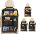 4-Pack Black Car Backseat Organizer, 10 Storage Pockets and Tablet Holder, Back Seat Organizer for Kids, family Road Trip Essentials, Travel Accessories