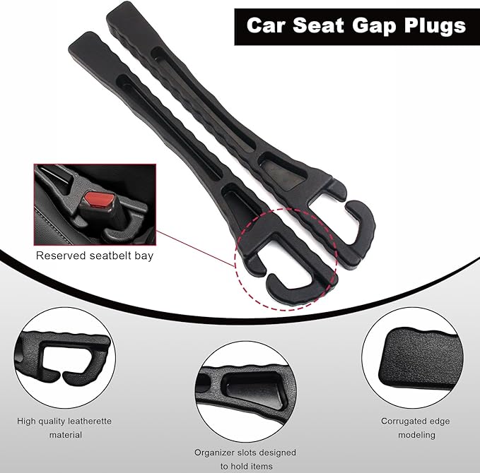 2PCS Car Seat Gap Filler Organizer, PU Leather Crevice Blocker Gap Plug Between Seat and Console, Universal Car SUV Truck Gap Organizer Stop Phone Wallet Keys from Dropping
