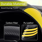 Iwantit® Steering Wheel Covers with Leather and Anti-Slip Rubber Ring, Universal Fit 14.5-15 inches for Cars,SUV (Yellow/Blac